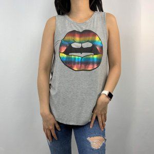 Hippie Chic Tank Top with Metallic Lip Pat…
